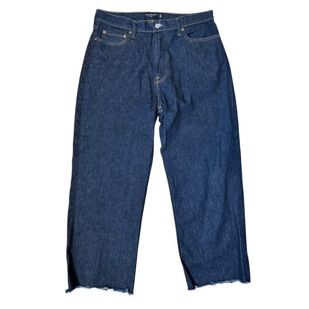ABERCROMBIE AND FITCH Vintage Stretch Baggy Jeans Men’s 34 X 26 Dark Raw Hems